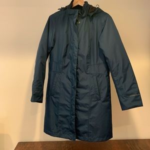 Eddie Bauer Girl on the Go Insulated Trench Coat Size Medium Dark Teal/greeny